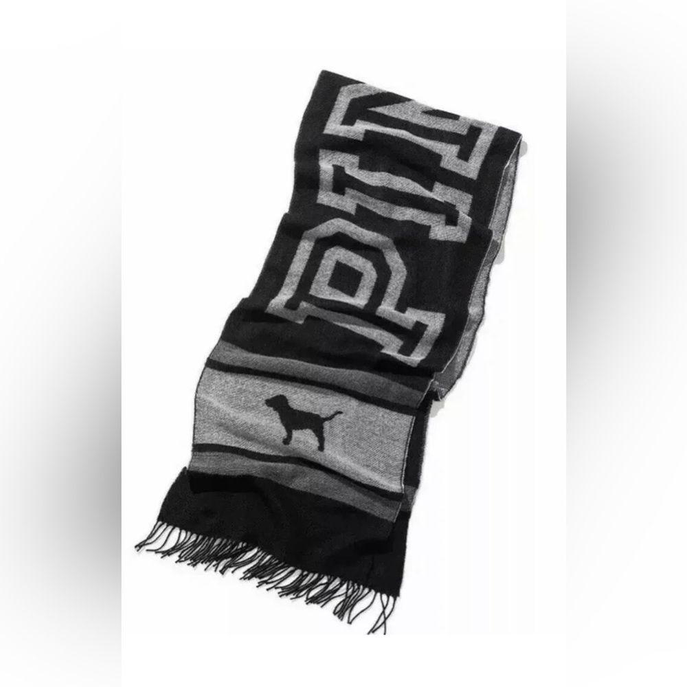 Victoria’s Secret PINK black and grey scarf. NWT